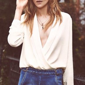 Theory Silk Faux Wrap Top